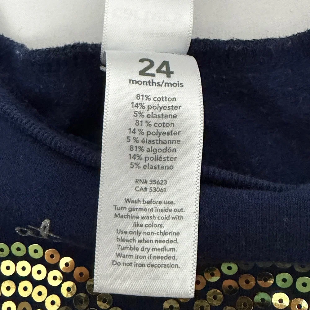 Carters Toddler Girls Navy Blue Sequin Heart Fleece Dress 24M Wild At Heart